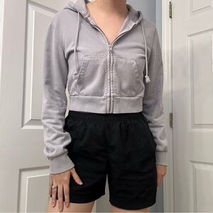 Brandy Melville Hoodie Sweatshirt Zip Up Blue Cropped John Galt One Size